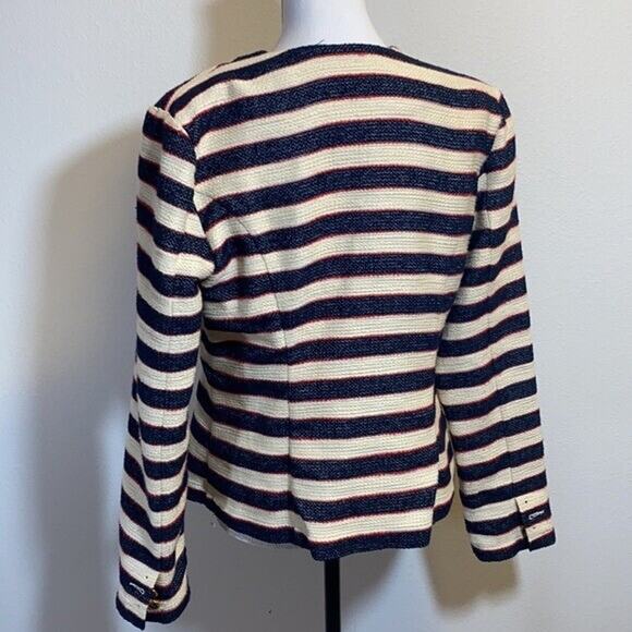 CAbi 5049 Jacket Womens 6 Cruise Nautical Striped Button Tweed Costal Preppy - Picture 4 of 9